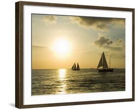 Sailboats at Sunset, Key West, Florida, USA-R H Productions-Framed Photographic Print