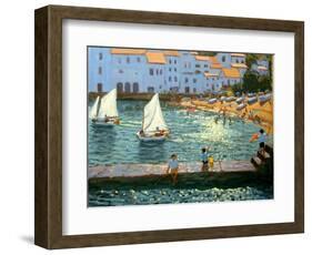 Sailboats, Cadaques, Costa Brava-Andrew Macara-Framed Premium Giclee Print