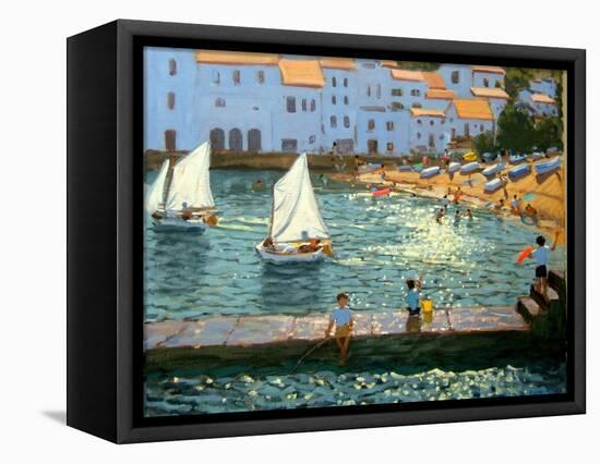 Sailboats, Cadaques, Costa Brava-Andrew Macara-Framed Stretched Canvas