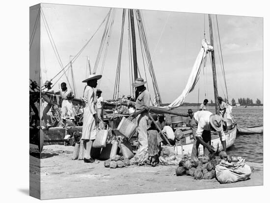 Sailboats Docked at Eleuthera, Bahamas, C.1955-null-Stretched Canvas