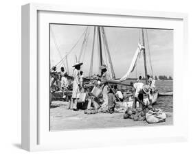 Sailboats Docked at Eleuthera, Bahamas, C.1955-null-Framed Photographic Print