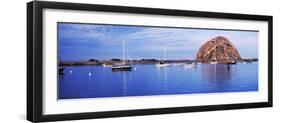Sailboats in an ocean, Morro Bay, San Luis Obispo County, California, USA-null-Framed Premium Photographic Print