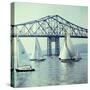 Sailboats in Front of the Central Part of the Tappan Zee Bridge over the Hudson River-Andreas Feininger-Stretched Canvas