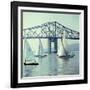 Sailboats in Front of the Central Part of the Tappan Zee Bridge over the Hudson River-Andreas Feininger-Framed Photographic Print