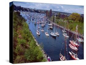 Sailboats in Opening Day Yacht Parade-Ray Krantz-Stretched Canvas