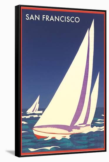 Sailboats in San Francisco Bay-null-Framed Stretched Canvas