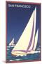 Sailboats in San Francisco Bay-null-Mounted Art Print