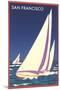 Sailboats in San Francisco Bay-null-Mounted Art Print