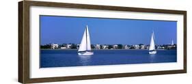 Sailboats in the Atlantic Ocean with Mansions in the Background, Intracoastal Waterway-null-Framed Photographic Print