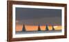 Sailboats in the Ocean at Sunset, Waikiki, Honolulu, Oahu, Hawaii, USA-Keith Levit-Framed Photographic Print