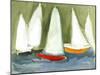 Sailboats in the Puget Sound, C.2020 (Casein and Watercolor on Paper)-Janel Bragg-Mounted Giclee Print