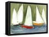 Sailboats in the Puget Sound, C.2020 (Casein and Watercolor on Paper)-Janel Bragg-Framed Stretched Canvas