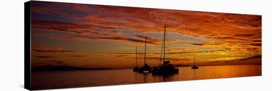 Sailboats in the Sea, Tahiti, French Polynesia-null-Stretched Canvas