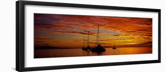 Sailboats in the Sea, Tahiti, French Polynesia-null-Framed Photographic Print