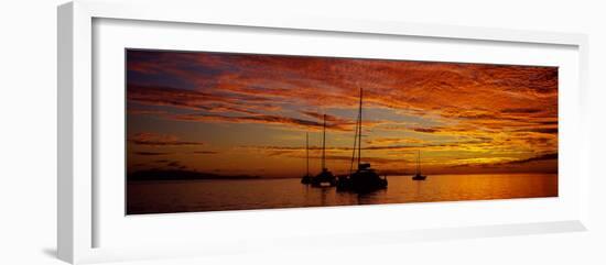 Sailboats in the Sea, Tahiti, French Polynesia-null-Framed Photographic Print