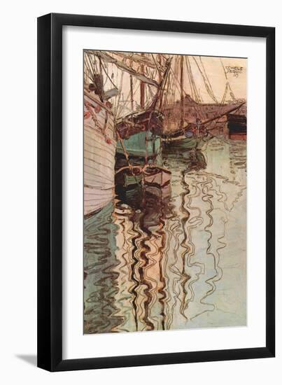 Sailboats in Wollenbewegten Water-Egon Schiele-Framed Art Print