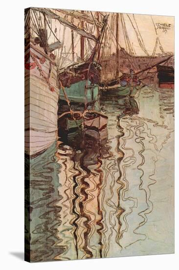 Sailboats in Wollenbewegten Water-Egon Schiele-Stretched Canvas