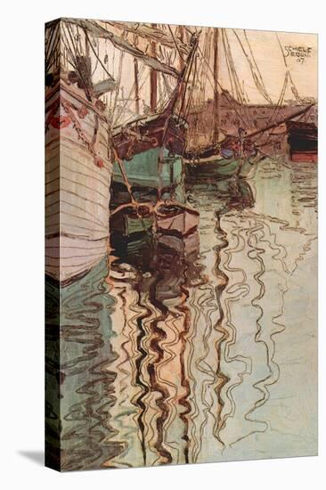 Sailboats in Wollenbewegten Water-Egon Schiele-Stretched Canvas