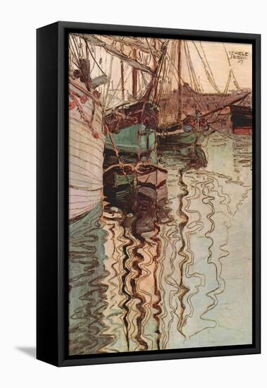 Sailboats In Wollenbewegten Water-Egon Schiele-Framed Stretched Canvas