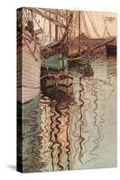 Sailboats In Wollenbewegten Water-Egon Schiele-Stretched Canvas