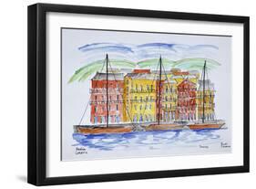 Sailboats moored in the port, Bastia, Corsica, France-Richard Lawrence-Framed Photographic Print