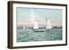 Sailboats off Alameda Beach - Alameda, CA-Lantern Press-Framed Art Print