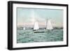 Sailboats off Alameda Beach - Alameda, CA-Lantern Press-Framed Art Print