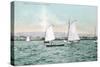 Sailboats off Alameda Beach - Alameda, CA-Lantern Press-Stretched Canvas