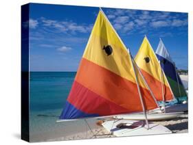 Sailboats on the Beach at Princess Cays, Bahamas-Jerry & Marcy Monkman-Stretched Canvas