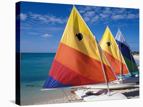 Sailboats on the Beach at Princess Cays, Bahamas-Jerry & Marcy Monkman-Stretched Canvas