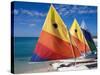 Sailboats on the Beach at Princess Cays, Bahamas-Jerry & Marcy Monkman-Stretched Canvas