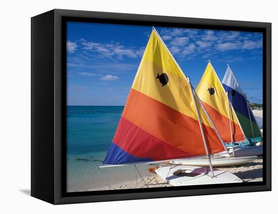 Sailboats on the Beach at Princess Cays, Bahamas-Jerry & Marcy Monkman-Framed Stretched Canvas