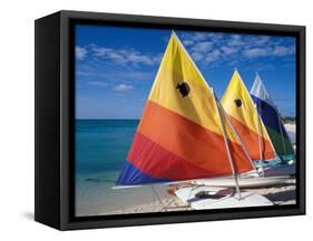 Sailboats on the Beach at Princess Cays, Bahamas-Jerry & Marcy Monkman-Framed Stretched Canvas