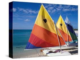 Sailboats on the Beach at Princess Cays, Bahamas-Jerry & Marcy Monkman-Stretched Canvas