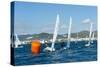 Sailboats Participating in Regatta and Buoy, Ibiza, Balearic Islands, Spain, Mediterranean, Europe-Emanuele Ciccomartino-Stretched Canvas