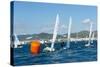 Sailboats Participating in Regatta and Buoy, Ibiza, Balearic Islands, Spain, Mediterranean, Europe-Emanuele Ciccomartino-Stretched Canvas