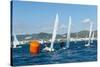 Sailboats Participating in Regatta and Buoy, Ibiza, Balearic Islands, Spain, Mediterranean, Europe-Emanuele Ciccomartino-Stretched Canvas