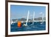 Sailboats Participating in Regatta and Buoy, Ibiza, Balearic Islands, Spain, Mediterranean, Europe-Emanuele Ciccomartino-Framed Photographic Print