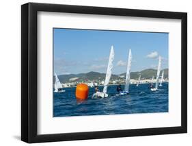 Sailboats Participating in Regatta and Buoy, Ibiza, Balearic Islands, Spain, Mediterranean, Europe-Emanuele Ciccomartino-Framed Photographic Print