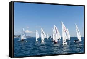 Sailboats Participating in Regatta, Ibiza, Balearic Islands, Spain, Mediterranean, Europe-Emanuele Ciccomartino-Framed Stretched Canvas