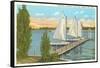 Sailboats, Pier, Buckeye Lake, Ohio-null-Framed Stretched Canvas