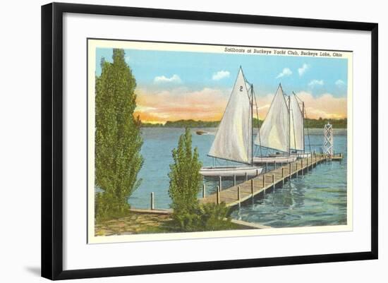 Sailboats, Pier, Buckeye Lake, Ohio-null-Framed Art Print