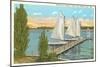 Sailboats, Pier, Buckeye Lake, Ohio-null-Mounted Art Print