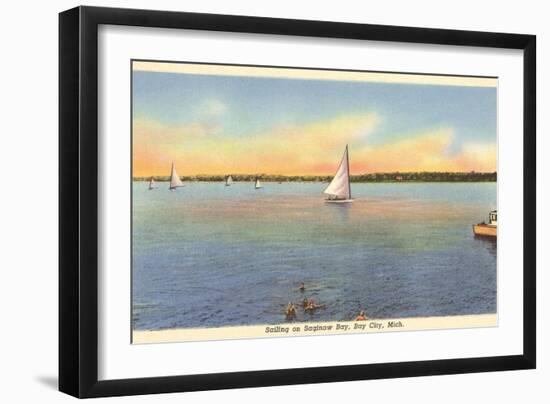 Sailboats, Saginaw Bay, Bay City, Michigan-null-Framed Art Print