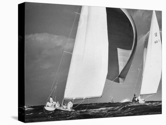 Sailboats Weatherly and Australian Contender Gretel in America's Cup Races-George Silk-Stretched Canvas