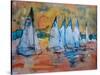 Sailboats with a Pink Sky-Brenda Brin Booker-Stretched Canvas