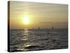 Sailboats with Sunset-Michael Brown-Stretched Canvas