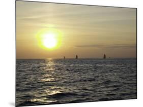 Sailboats with Sunset-Michael Brown-Mounted Photographic Print