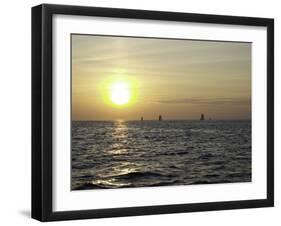 Sailboats with Sunset-Michael Brown-Framed Photographic Print