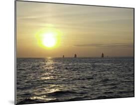 Sailboats with Sunset-Michael Brown-Mounted Photographic Print